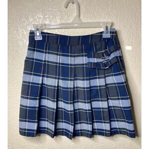 VTG French Toast Pleated Mini Skirt Size 12 Blue Plaid Clueless Academia